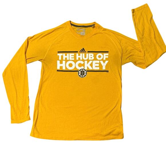Men's Boston Bruins Authentic Adidas Dassler NHL Long Sleeve T-shirt yellow - Picture 1 of 6